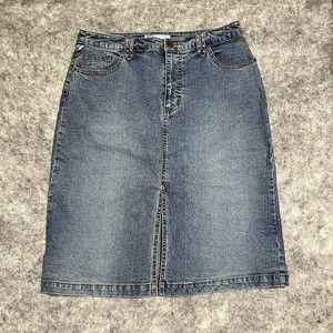 Duplex By Tyte Skirt Women's 12 Blue Denim Pencil BLING Split Front Light Jeans